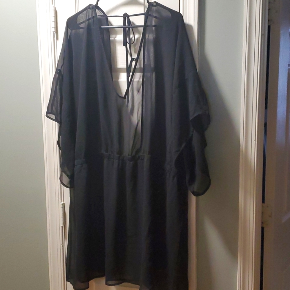 Asos black sheer swimsuit cover up in good condition size 26